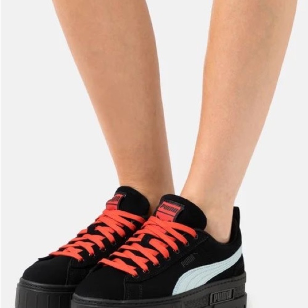 Puma Women's Black and Coral Sneakers